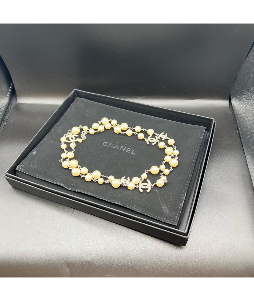 CHANEL Бежевое металлическое колье, фото 4