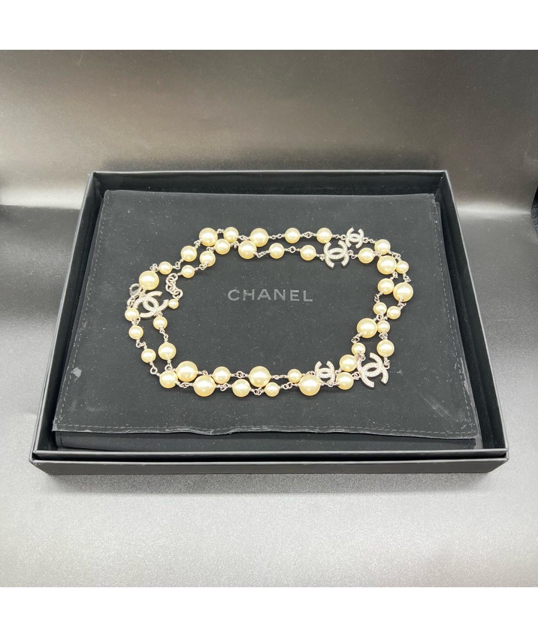 CHANEL Бежевое металлическое колье, фото 6