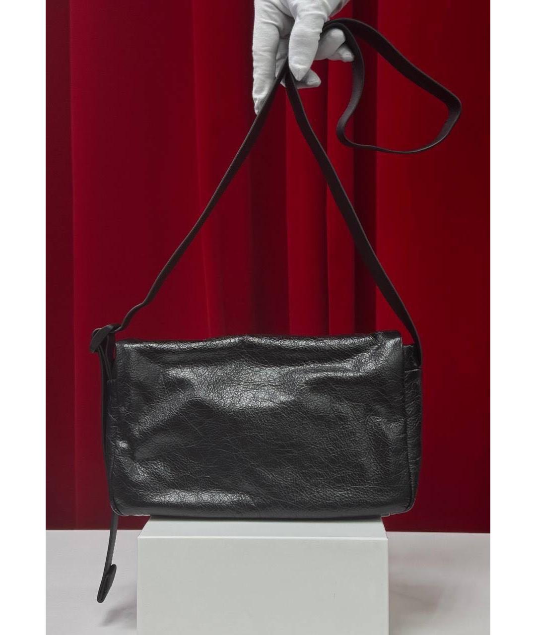 BALENCIAGA Черная кожаная сумка через плечо, фото 6