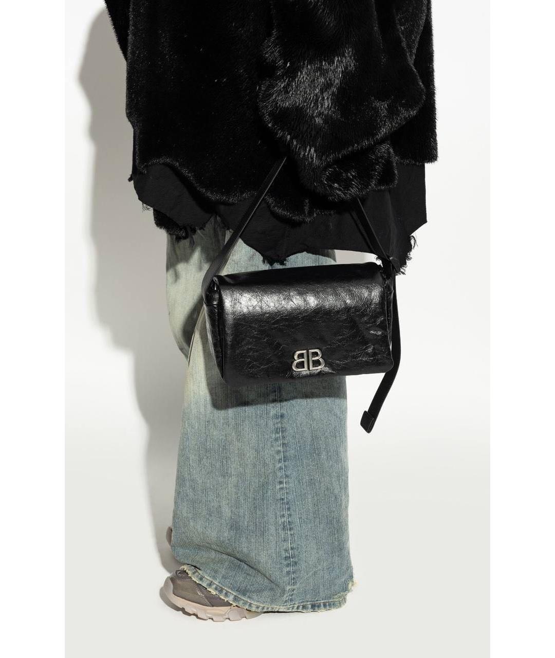 BALENCIAGA Черная кожаная сумка через плечо, фото 4
