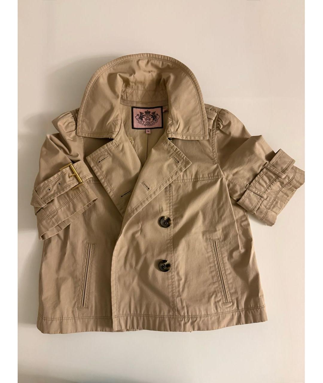 JUICY COUTURE Бежевый хлопковый тренч/плащ, фото 6