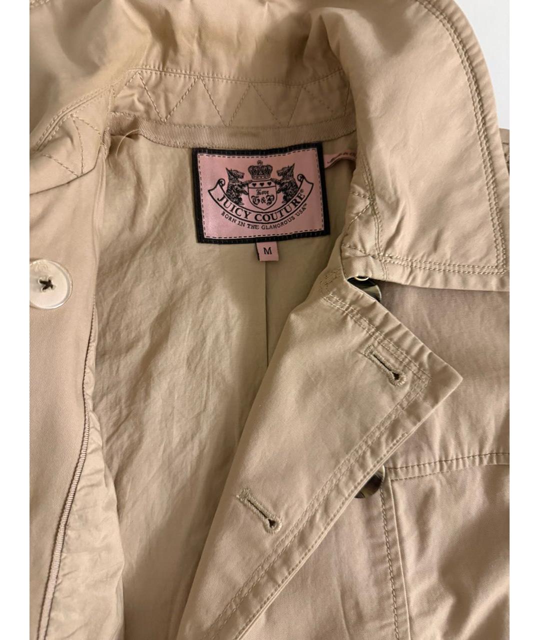 JUICY COUTURE Бежевый хлопковый тренч/плащ, фото 4