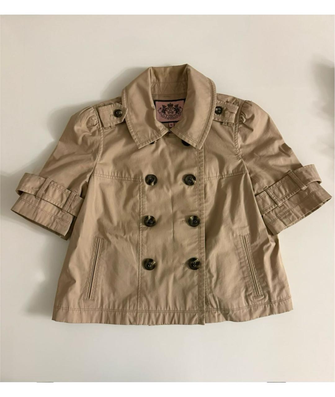 JUICY COUTURE Бежевый хлопковый тренч/плащ, фото 9