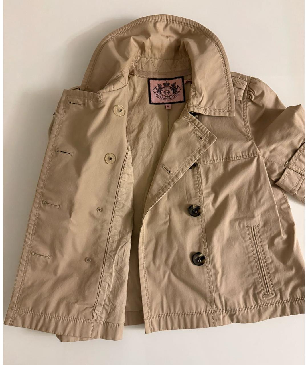JUICY COUTURE Бежевый хлопковый тренч/плащ, фото 5