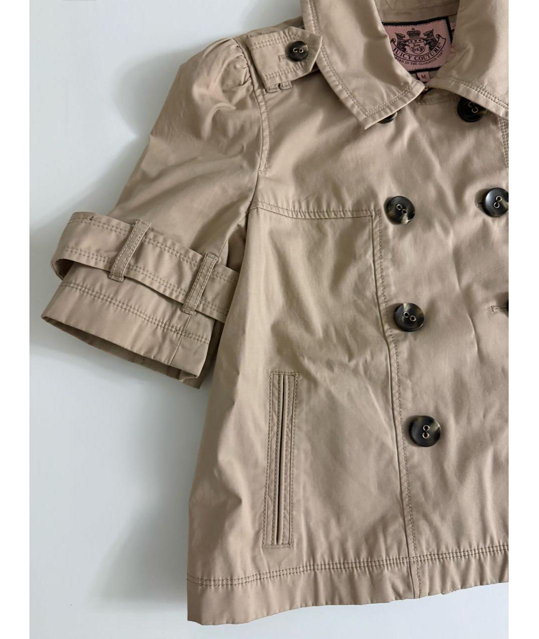 JUICY COUTURE Бежевый хлопковый тренч/плащ, фото 8