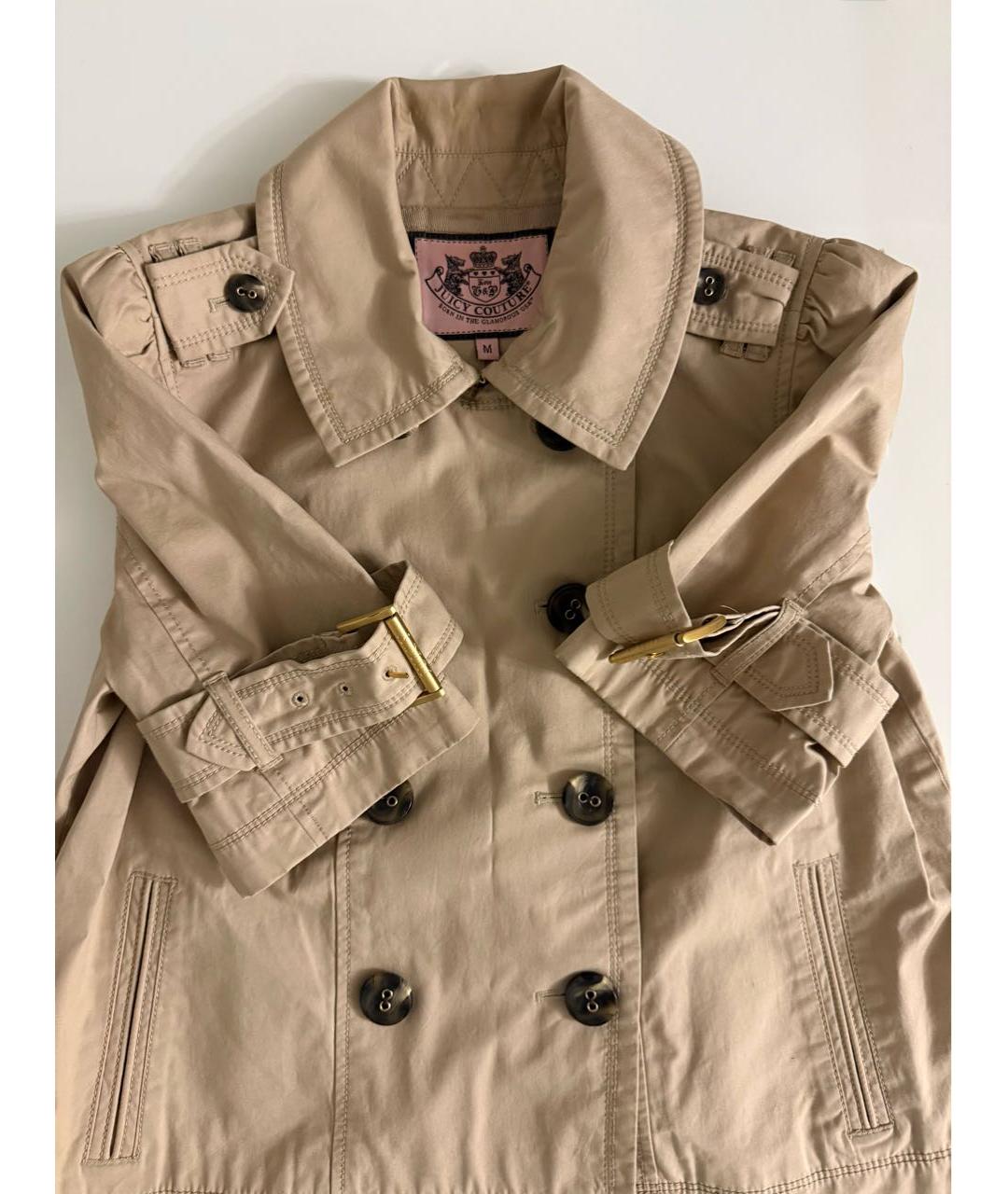 JUICY COUTURE Бежевый хлопковый тренч/плащ, фото 3