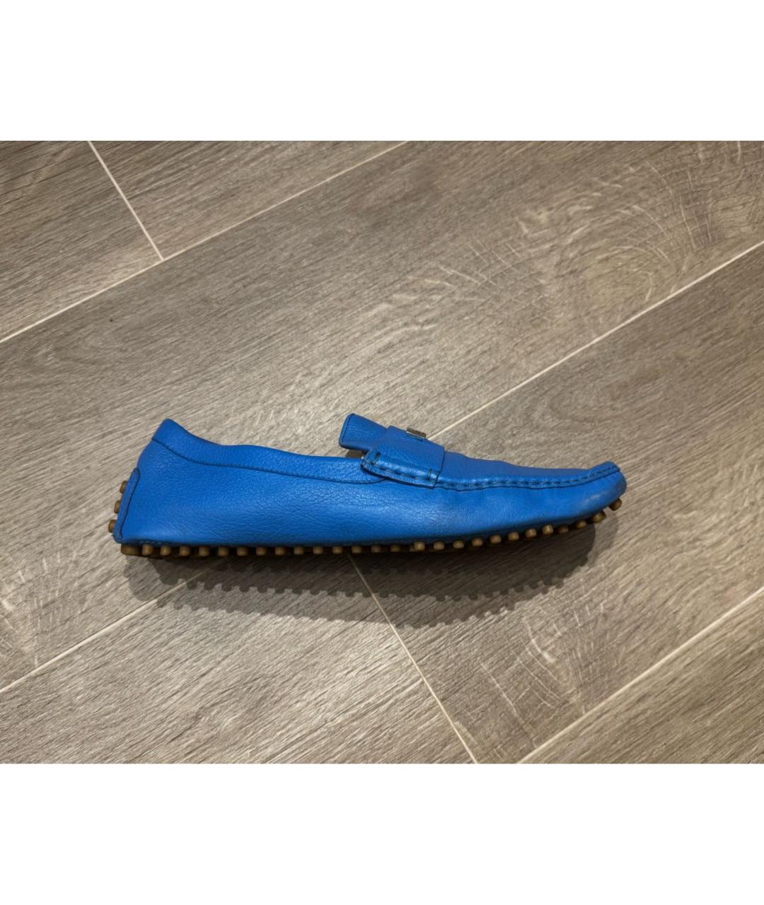 GUCCI Голубые кожаные мокасины, фото 9