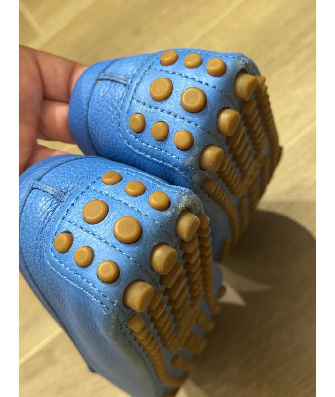 GUCCI Голубые кожаные мокасины, фото 5