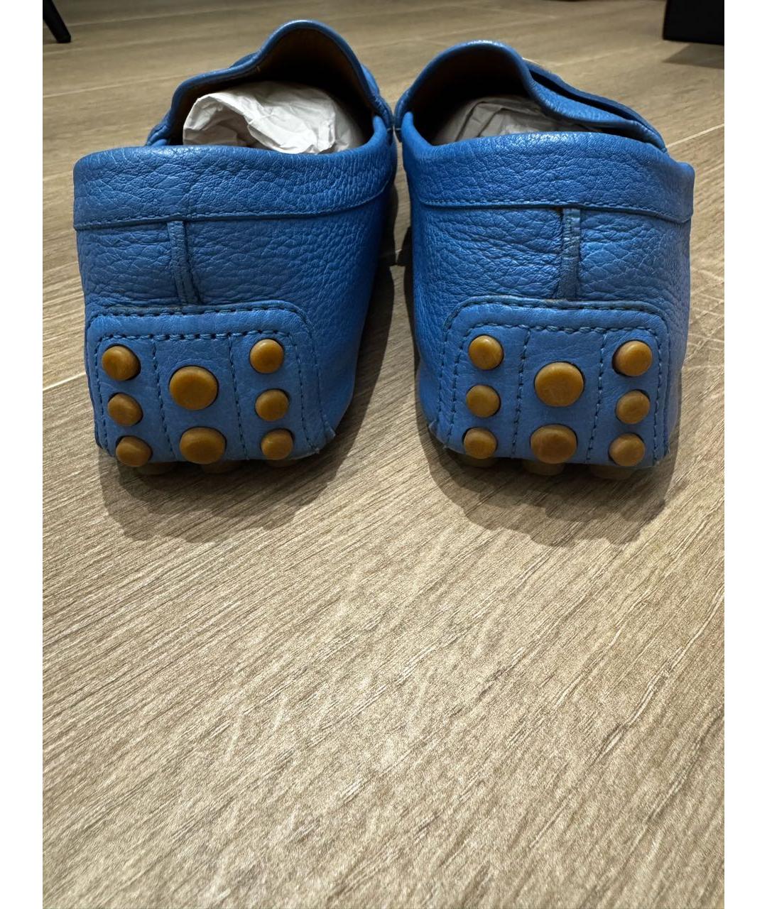 GUCCI Голубые кожаные мокасины, фото 4
