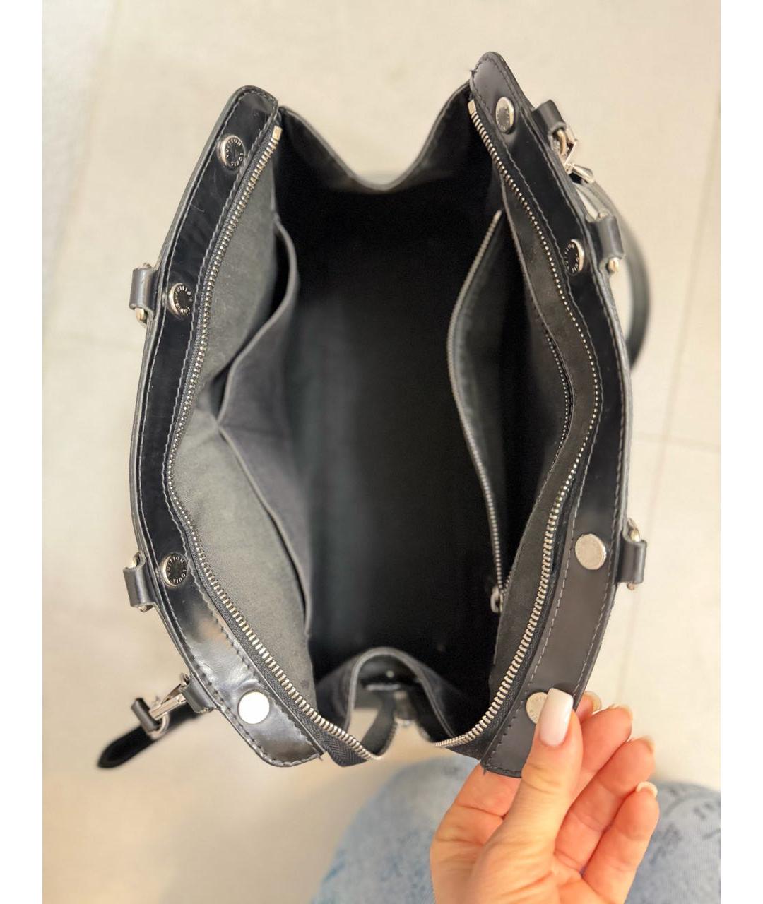 LOUIS VUITTON Черная кожаная сумка тоут, фото 4