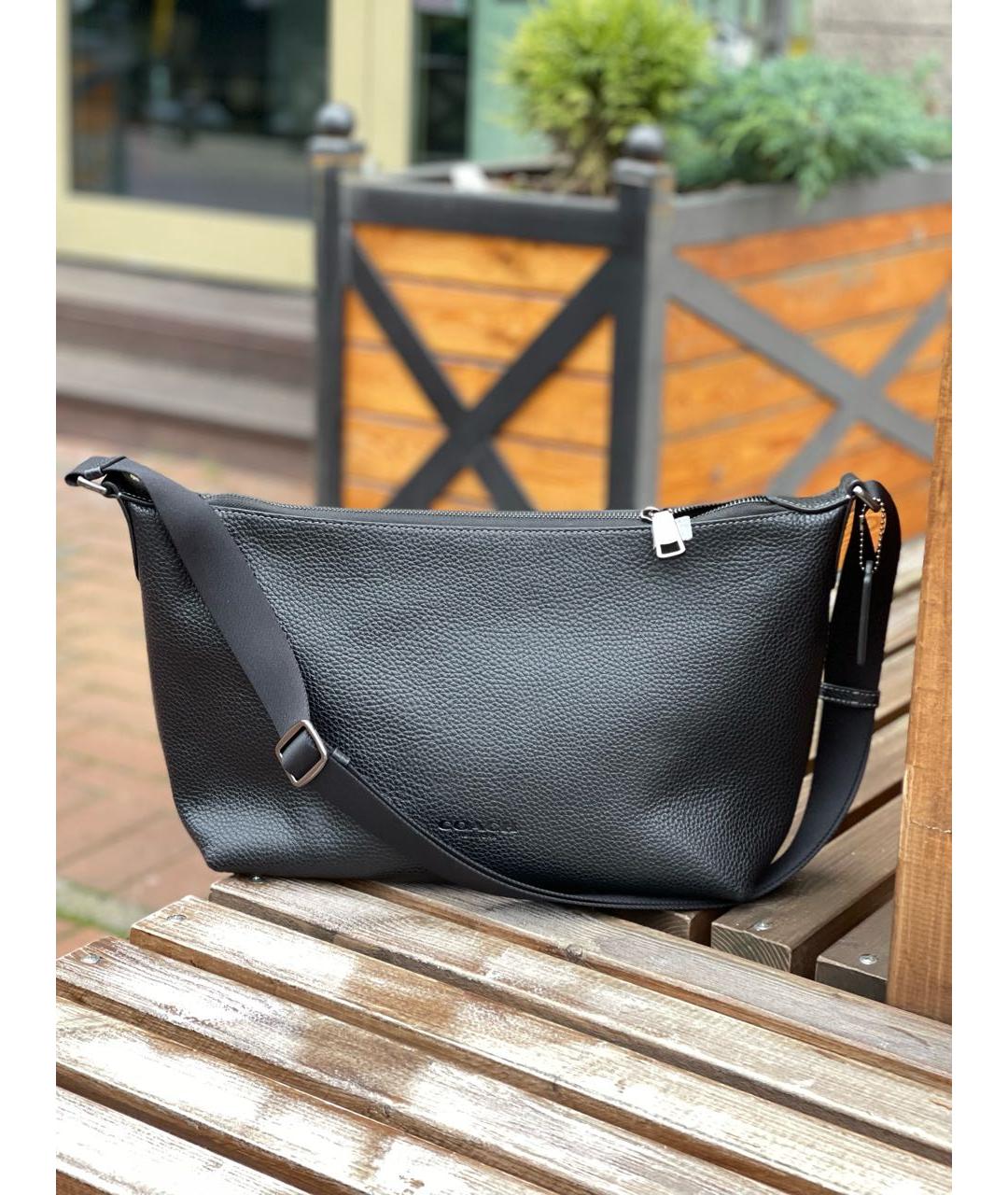 COACH Черная кожаная сумка на плечо, фото 3