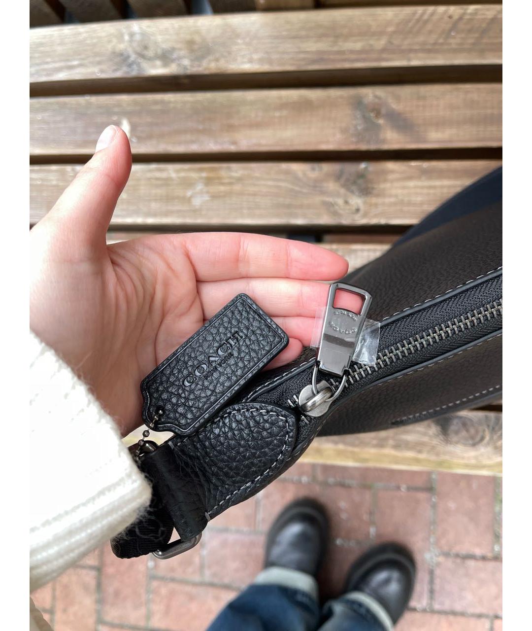 COACH Черная кожаная сумка на плечо, фото 7