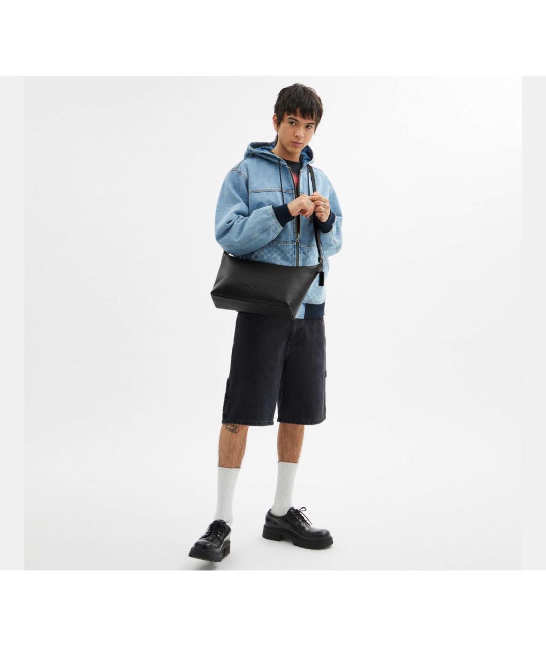 COACH Черная кожаная сумка на плечо, фото 2