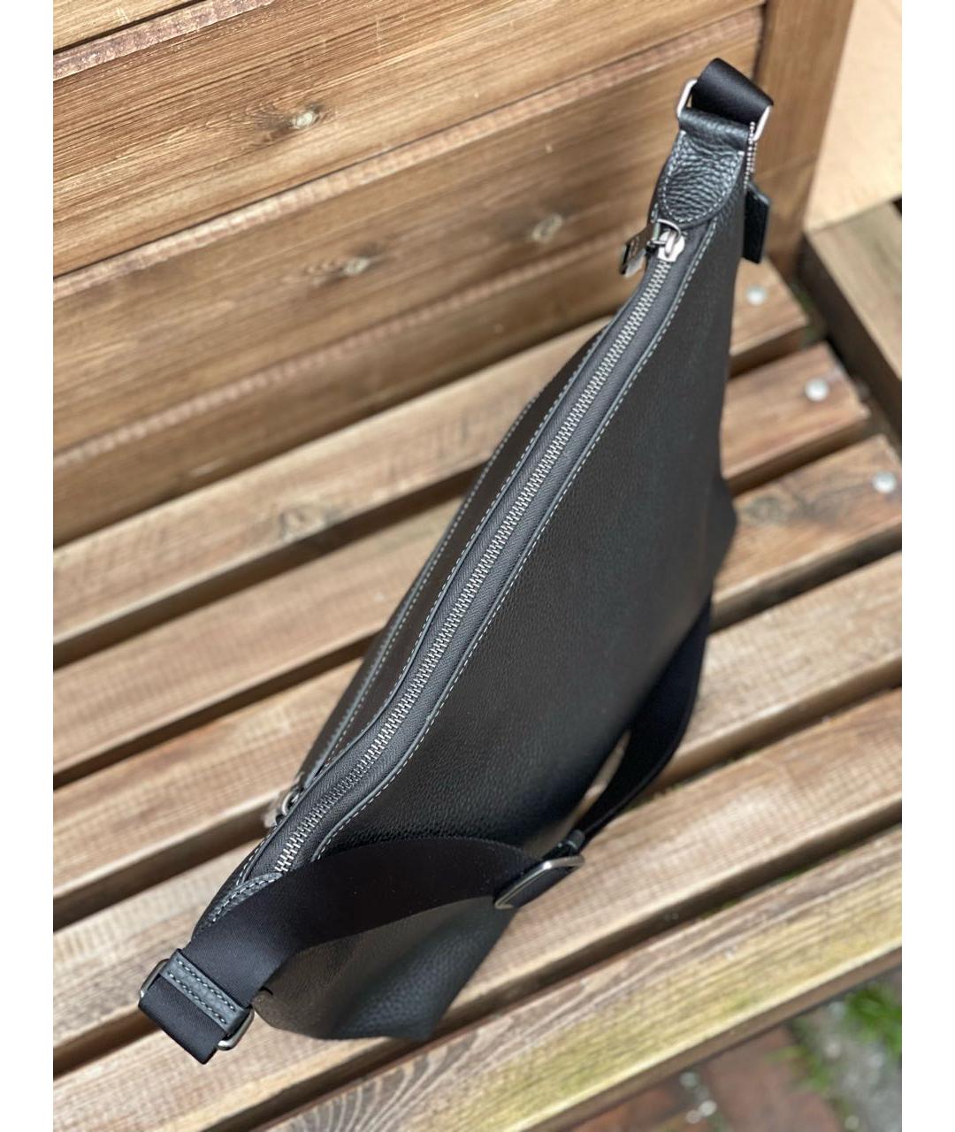 COACH Черная кожаная сумка на плечо, фото 4