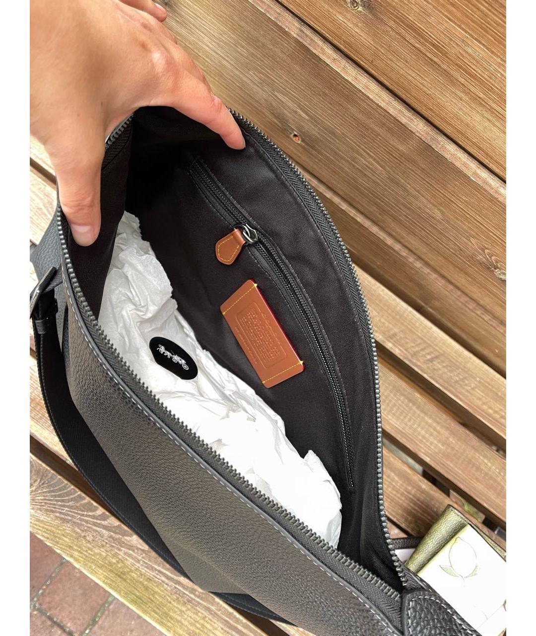 COACH Черная кожаная сумка на плечо, фото 6