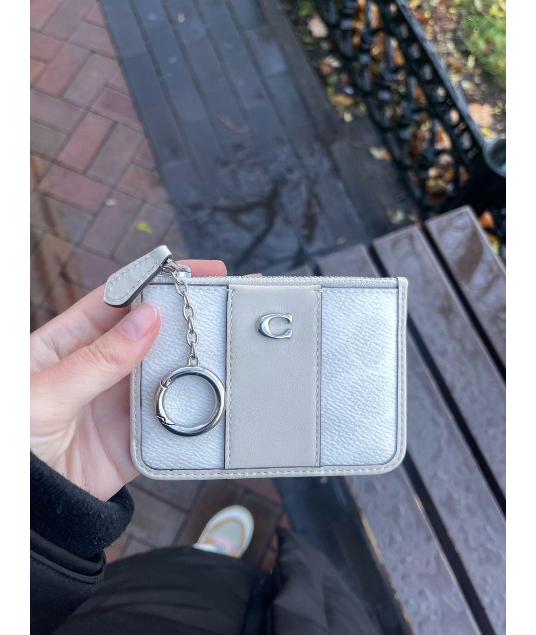 COACH Бежевый кожаный кардхолдер, фото 4