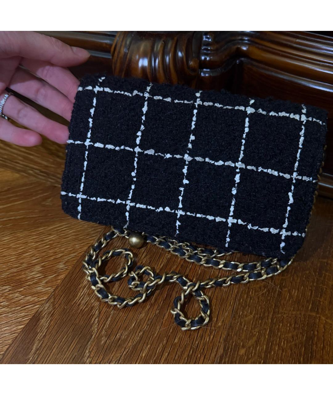 CHANEL Черная твидовая сумка через плечо, фото 5