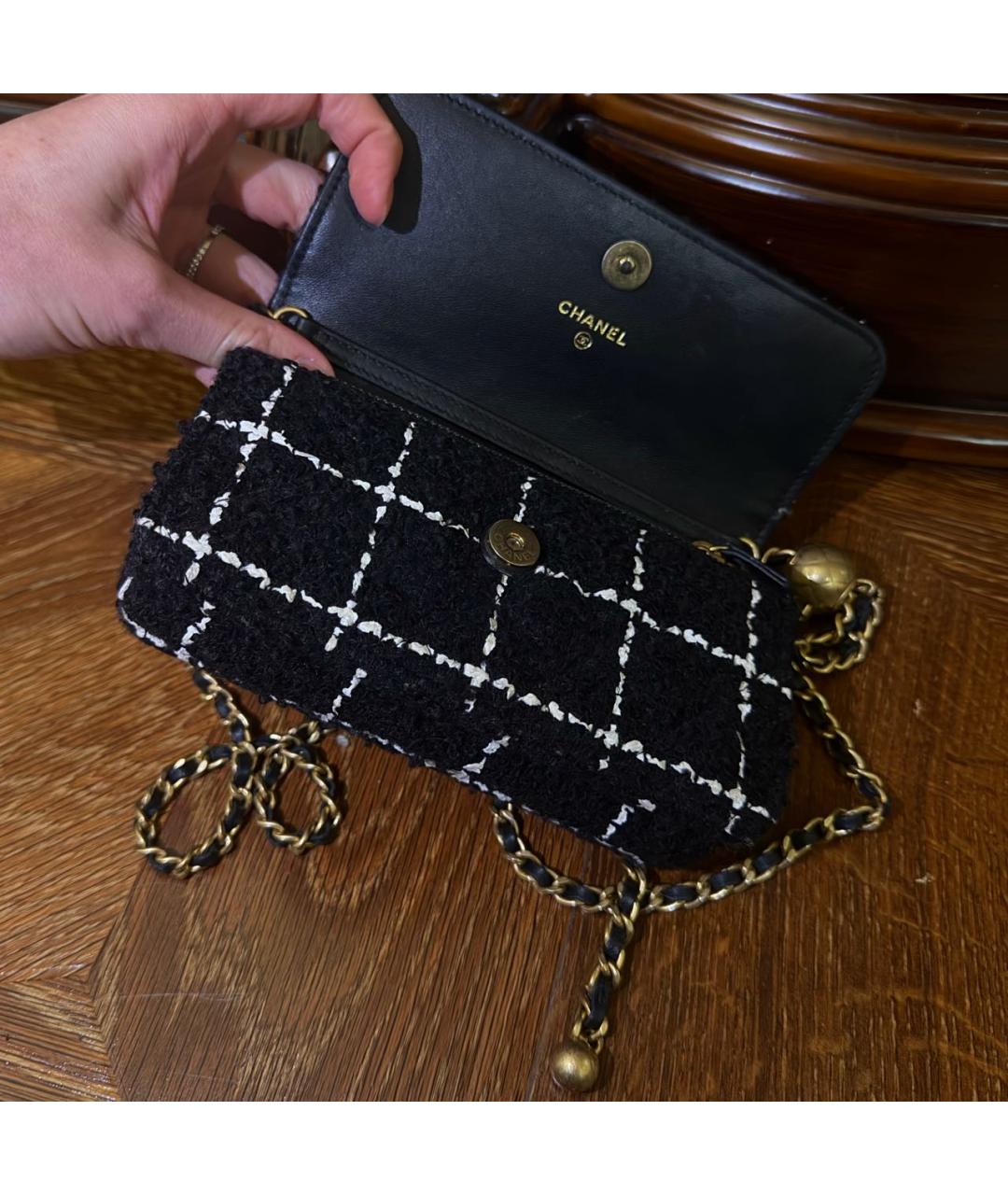 CHANEL Черная твидовая сумка через плечо, фото 4