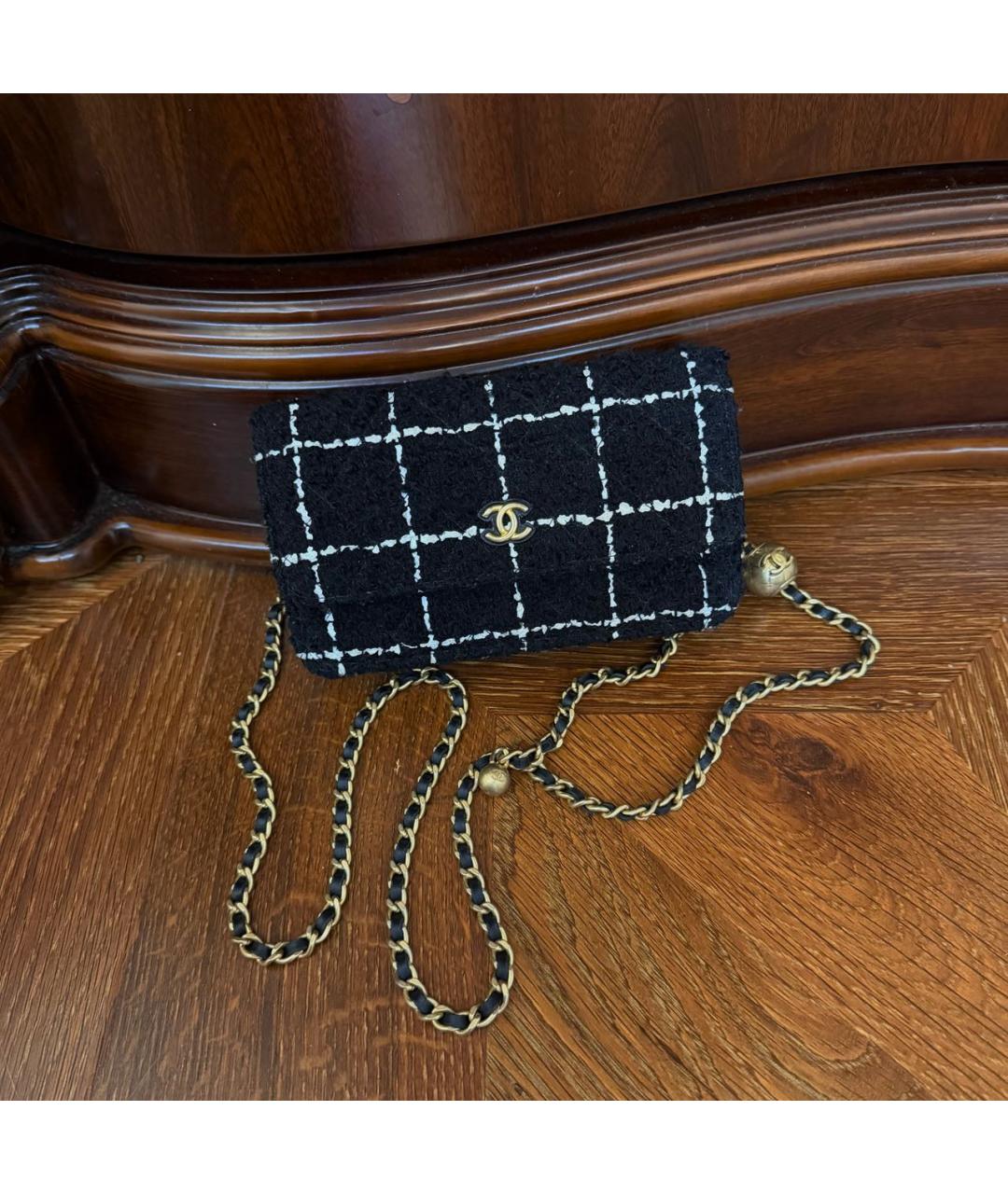CHANEL Черная твидовая сумка через плечо, фото 2
