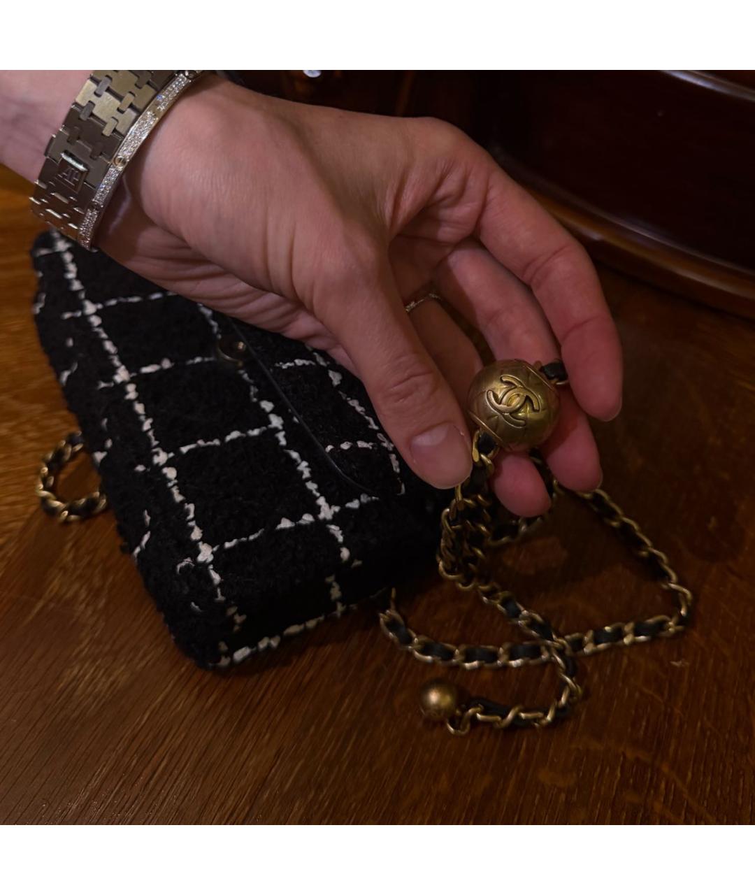 CHANEL Черная твидовая сумка через плечо, фото 6