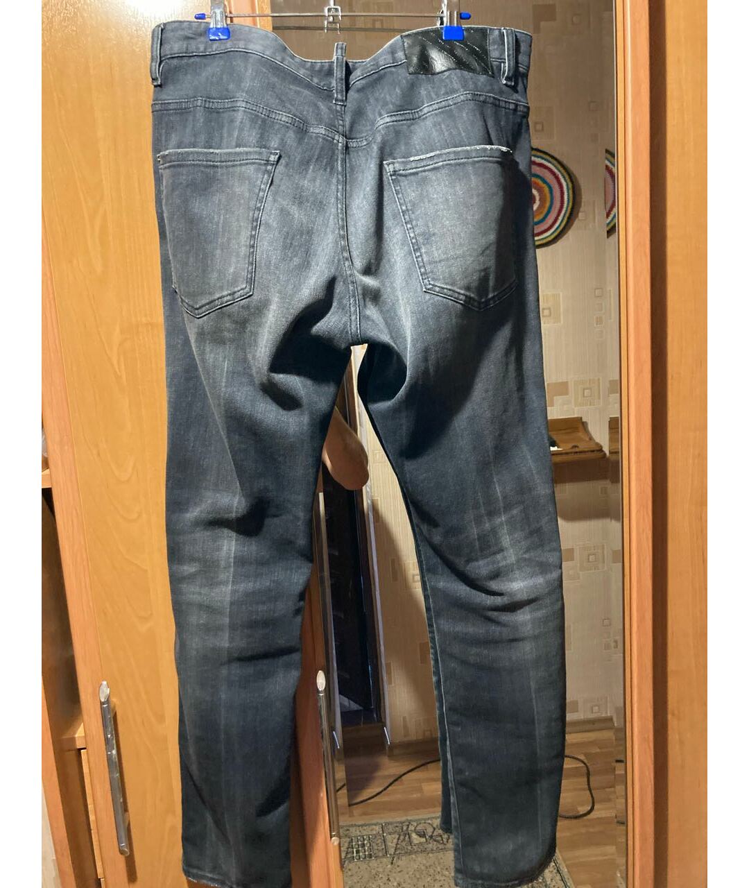 DSQUARED2 Черные хлопко-эластановые прямые джинсы, фото 2