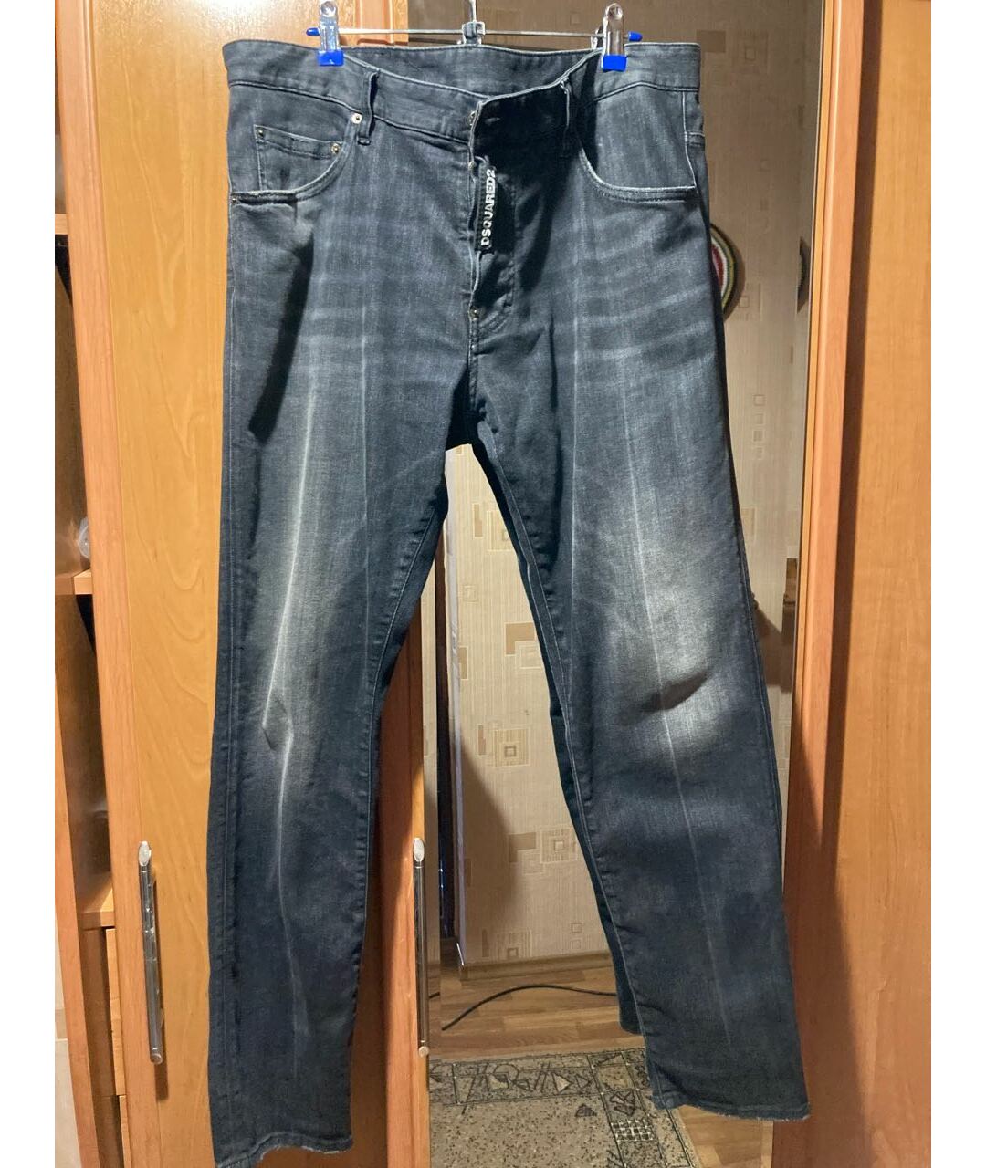 DSQUARED2 Черные хлопко-эластановые прямые джинсы, фото 5