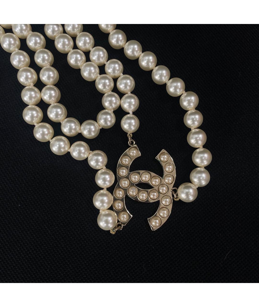 CHANEL Белое металлическое колье, фото 3