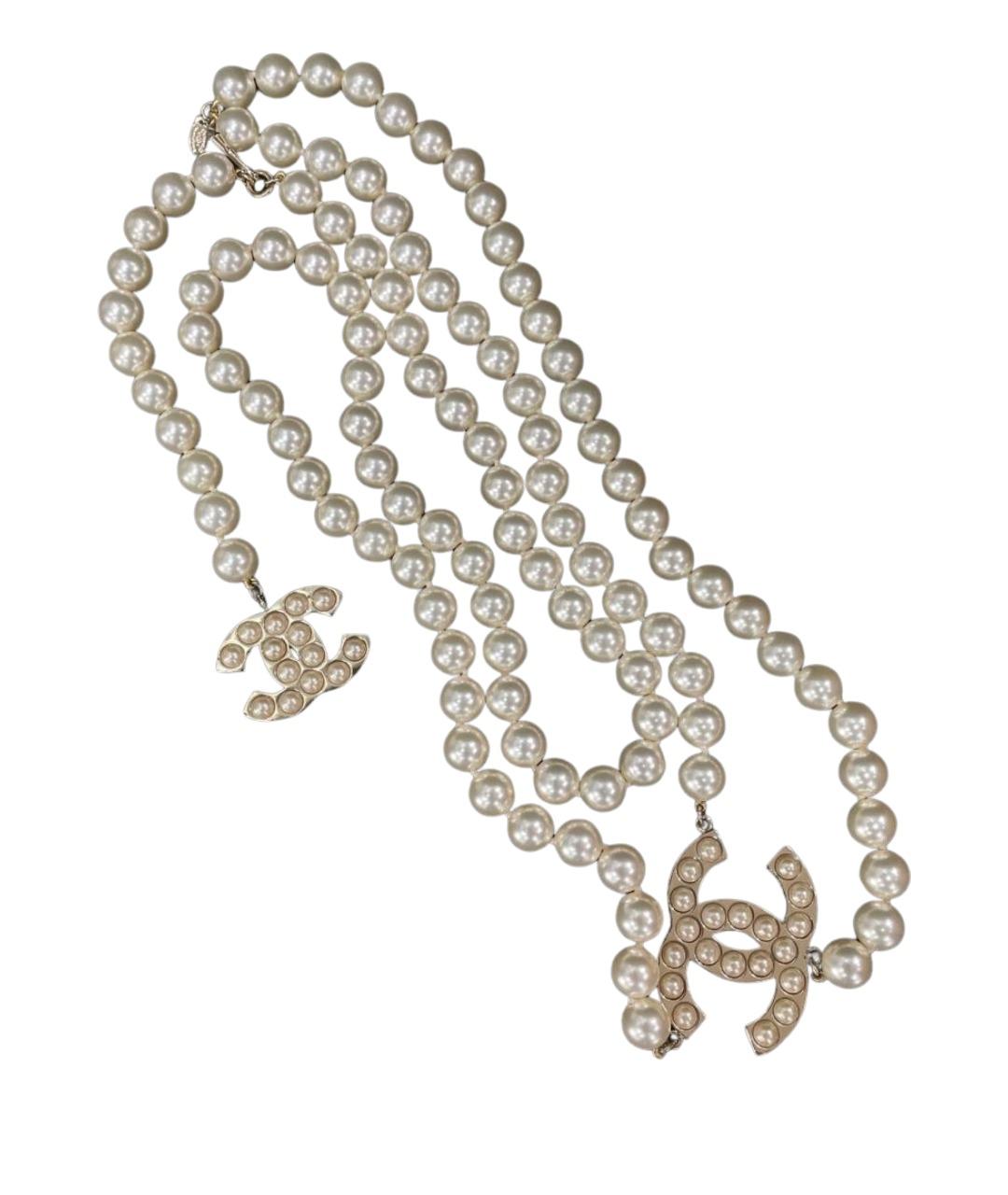 CHANEL Белое металлическое колье, фото 1