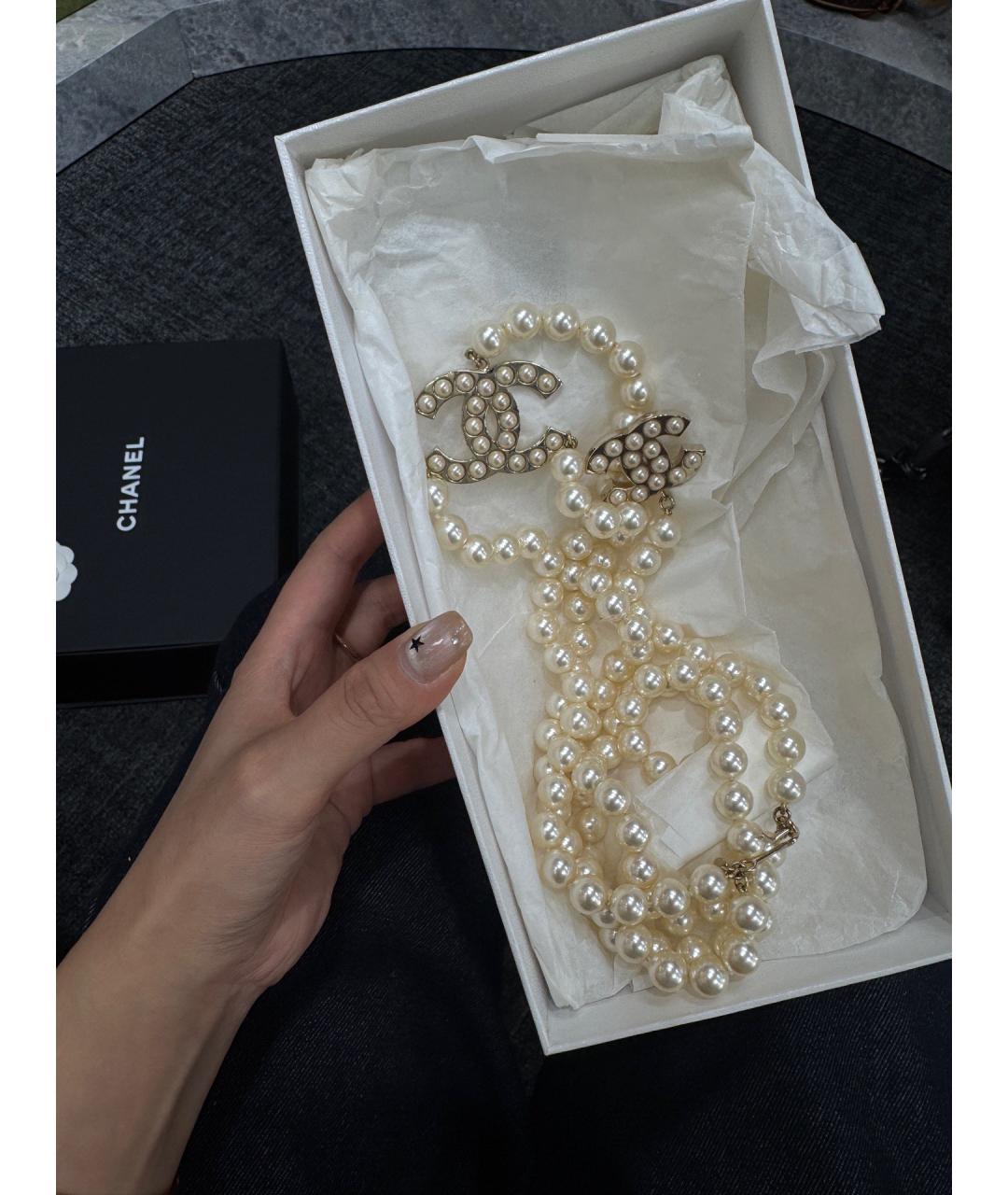 CHANEL Белое металлическое колье, фото 6