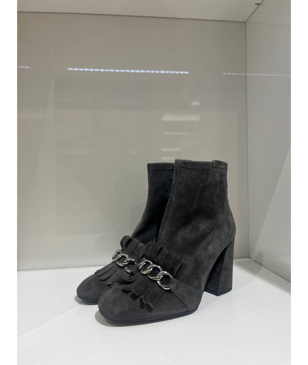 STUART WEITZMAN Антрацитовые замшевые ботильоны, фото 2