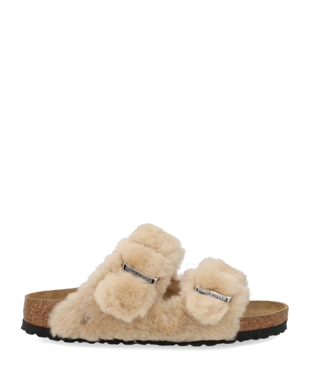 BIRKENSTOCK Бежевые кожаные мюли, фото 1