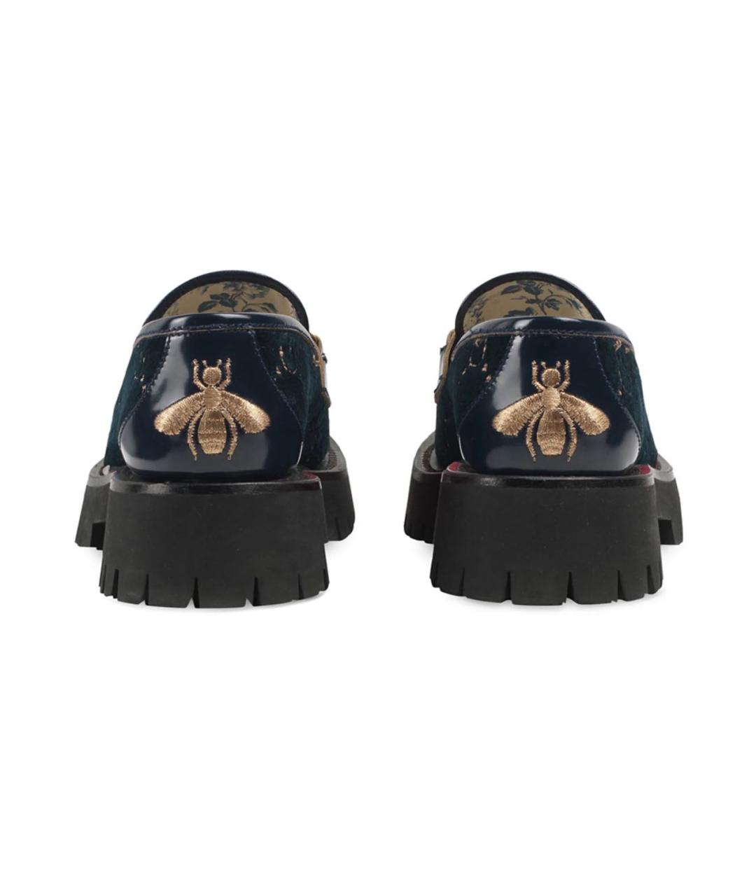 GUCCI Синие текстильные лоферы, фото 3