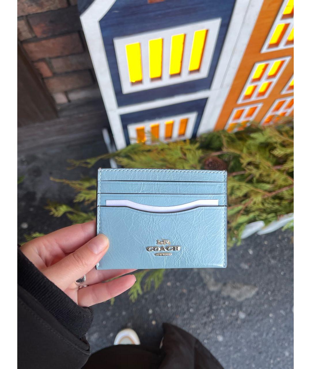 COACH Голубой кожаный кардхолдер, фото 3