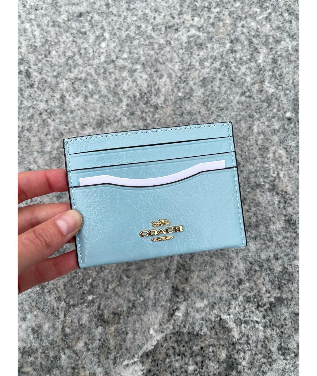 COACH Голубой кожаный кардхолдер, фото 2