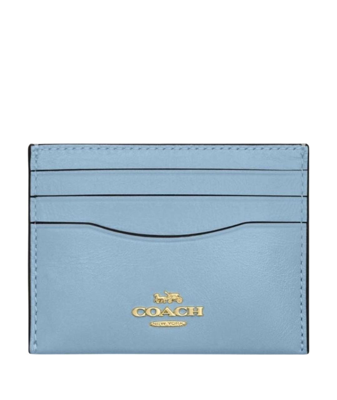COACH Голубой кожаный кардхолдер, фото 1