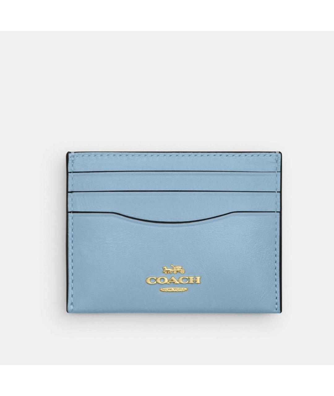 COACH Голубой кожаный кардхолдер, фото 5