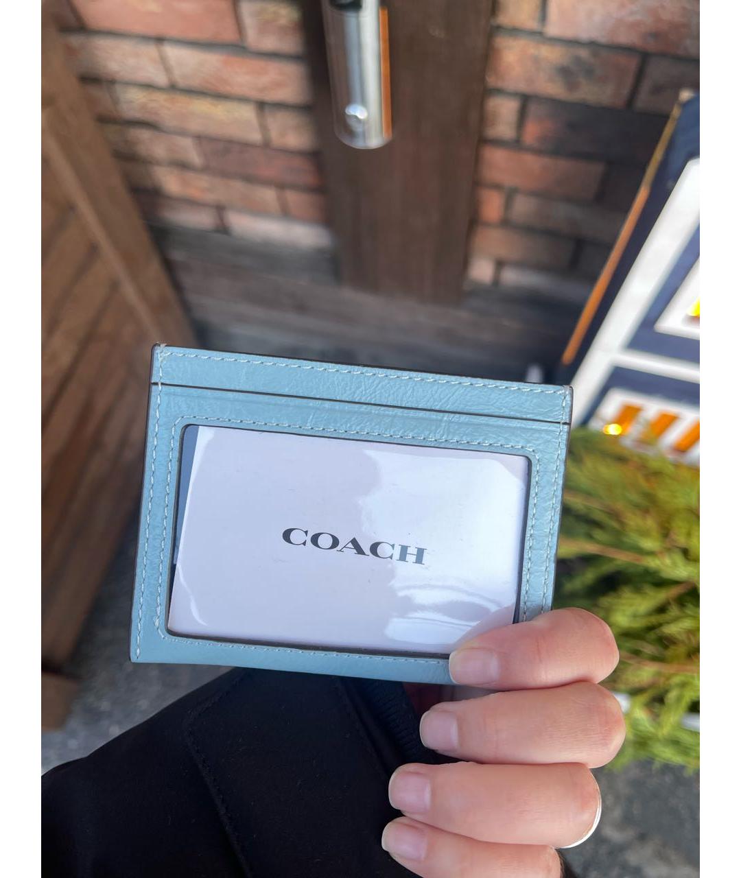 COACH Голубой кожаный кардхолдер, фото 4