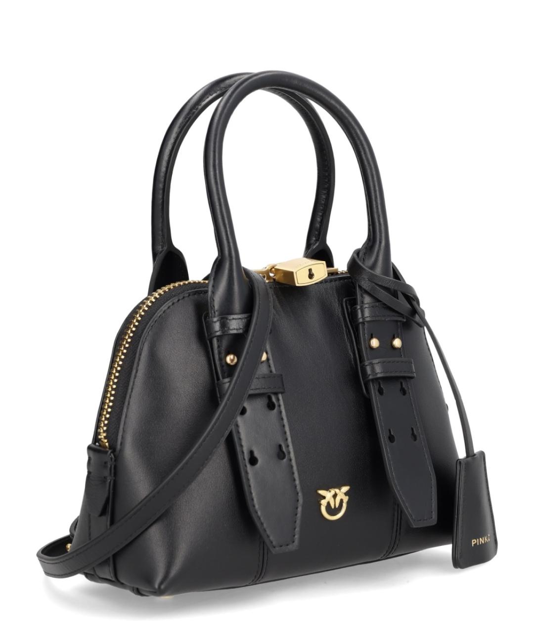 PINKO Черная кожаная сумка с короткими ручками, фото 3