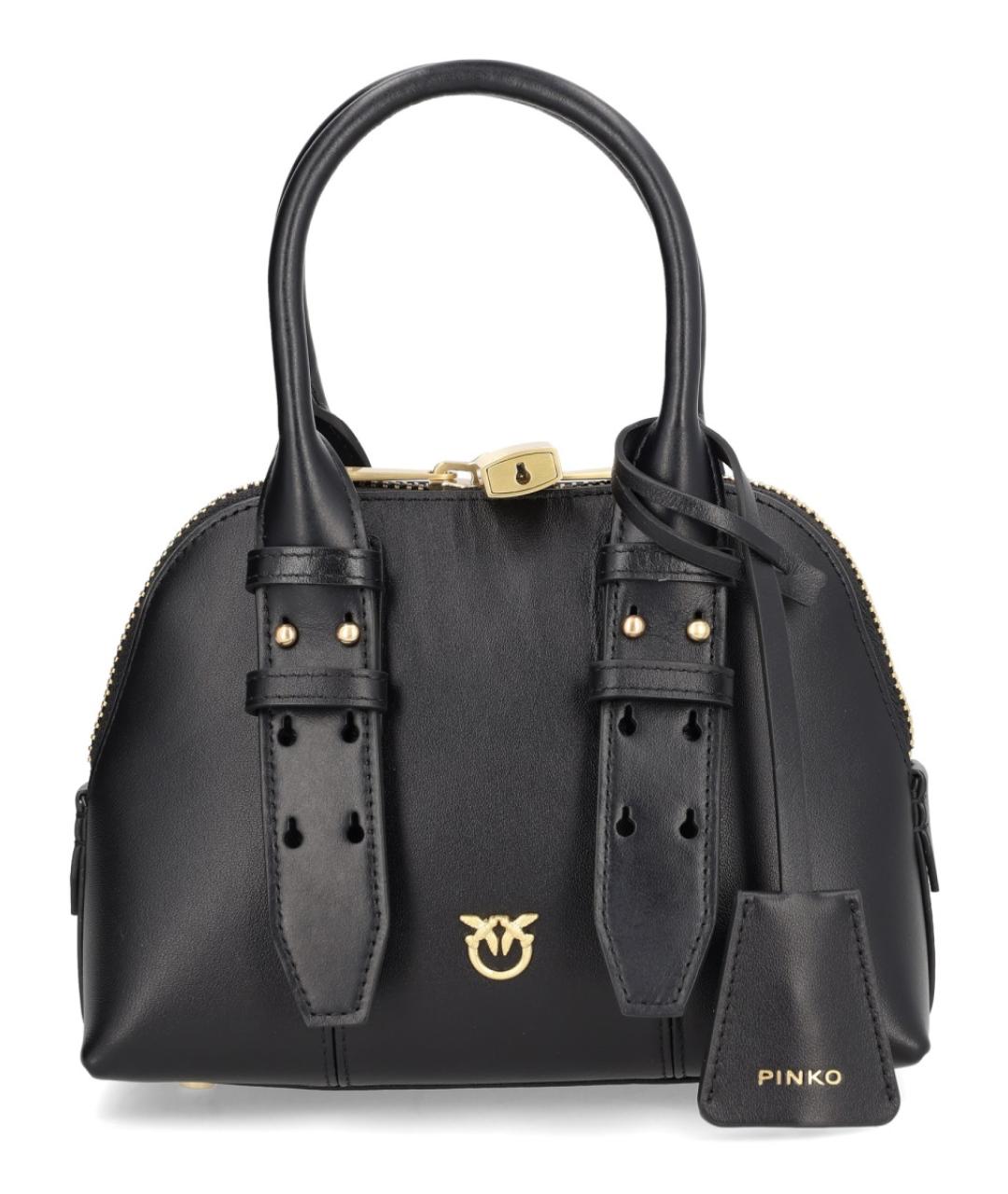 PINKO Черная кожаная сумка с короткими ручками, фото 1