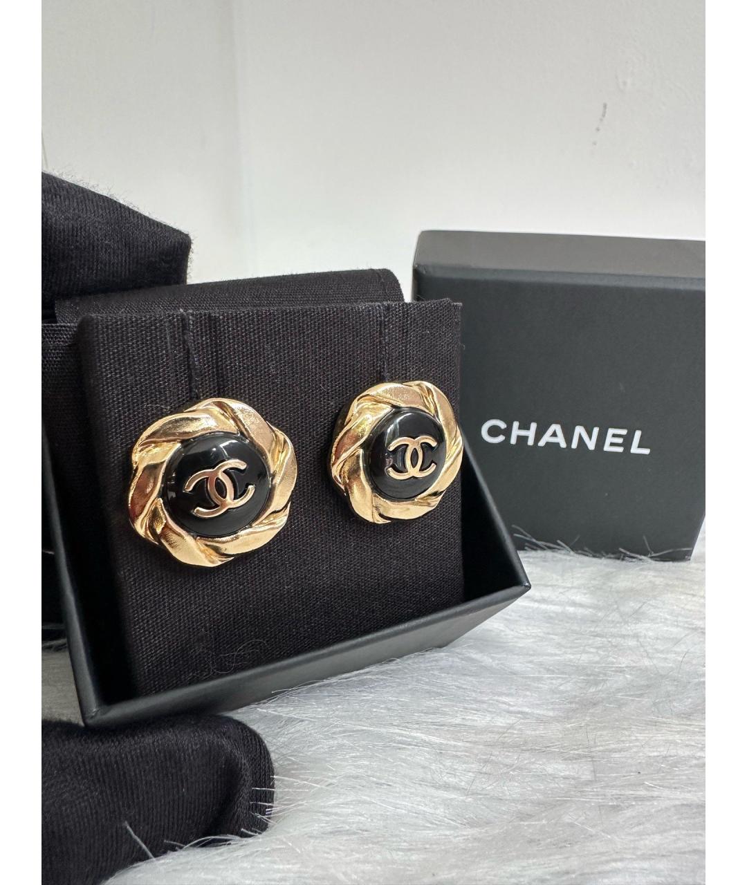 CHANEL Черные металлические серьги, фото 6