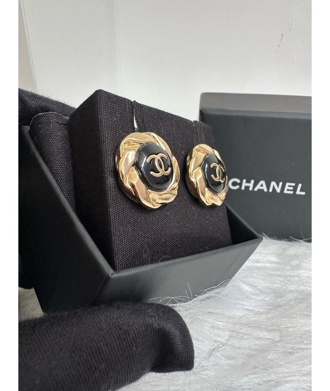 CHANEL Черные металлические серьги, фото 2