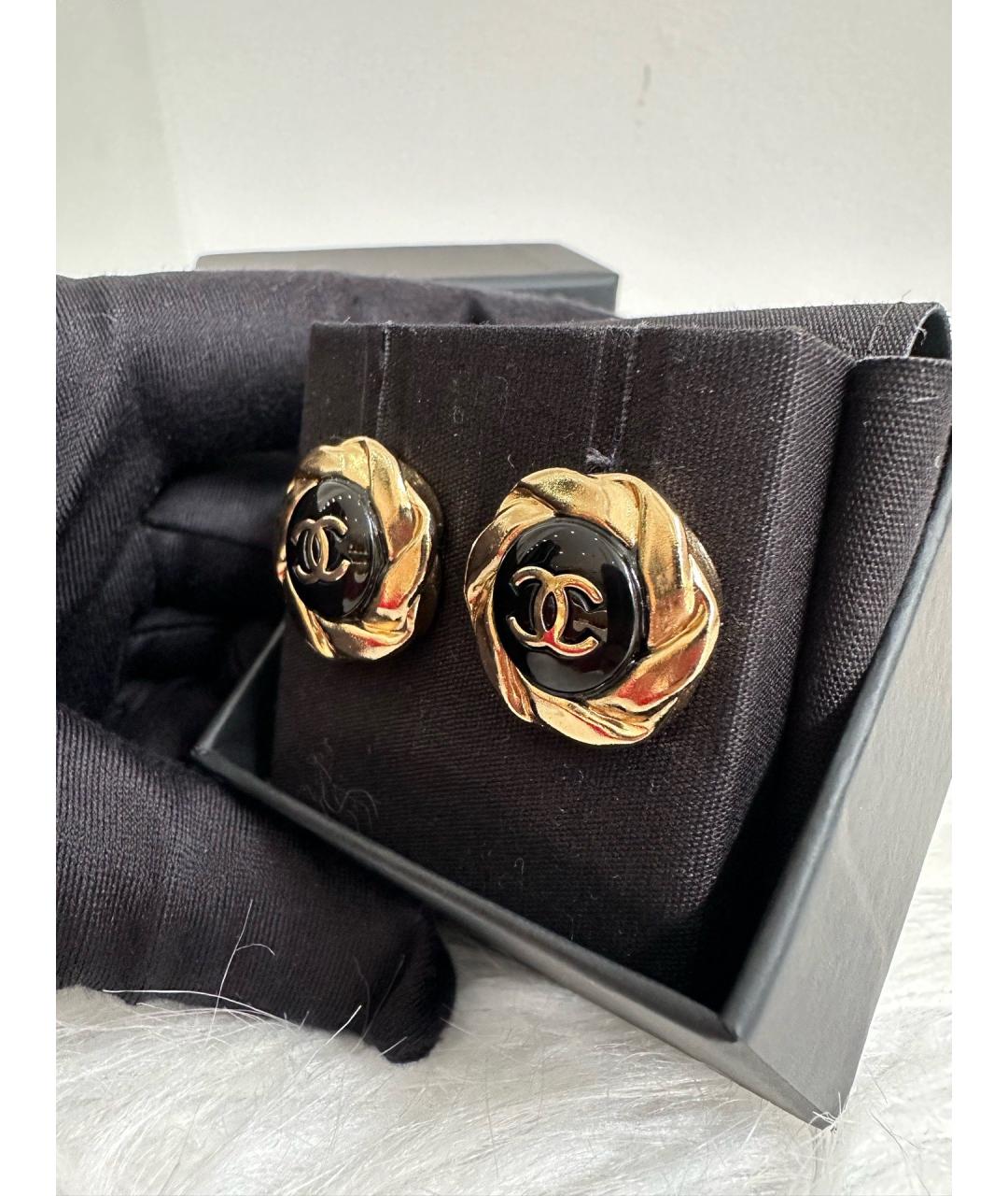 CHANEL Черные металлические серьги, фото 3