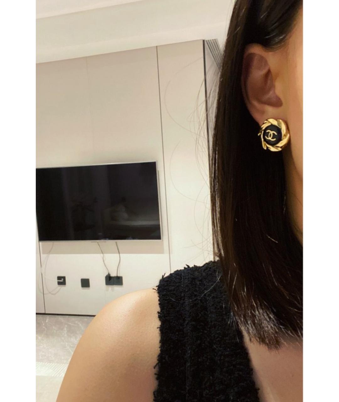 CHANEL Черные металлические серьги, фото 5