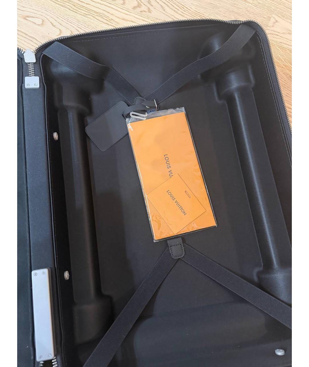 LOUIS VUITTON Черный кожаный чемодан, фото 6