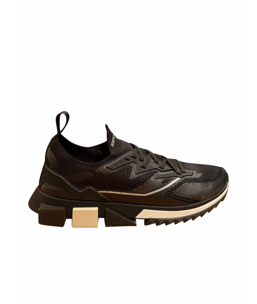 DOLCE&GABBANA Черные текстильные низкие кроссовки / кеды, фото 1