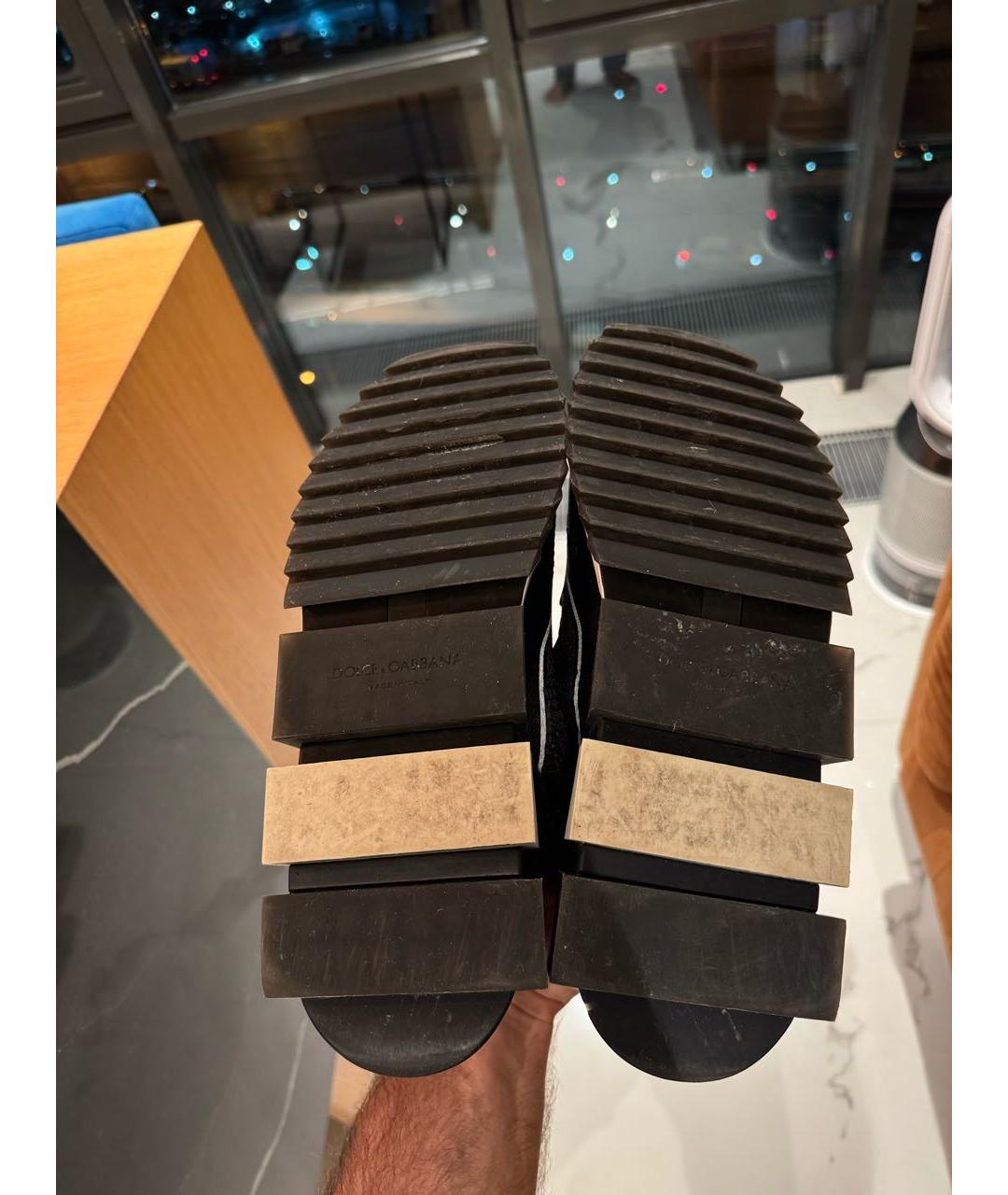 DOLCE&GABBANA Черные текстильные низкие кроссовки / кеды, фото 5