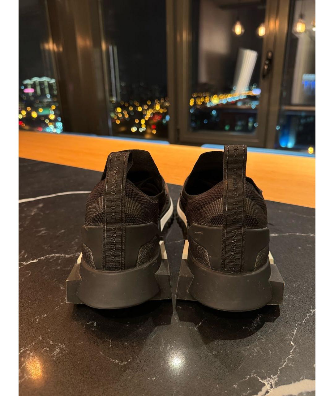 DOLCE&GABBANA Черные текстильные низкие кроссовки / кеды, фото 4