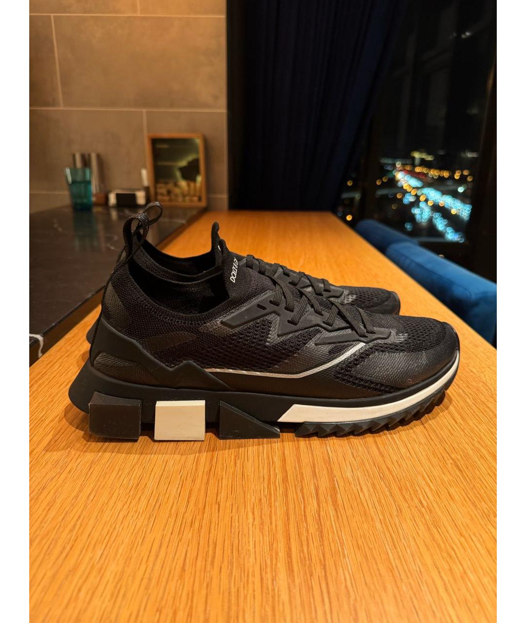 DOLCE&GABBANA Черные текстильные низкие кроссовки / кеды, фото 6