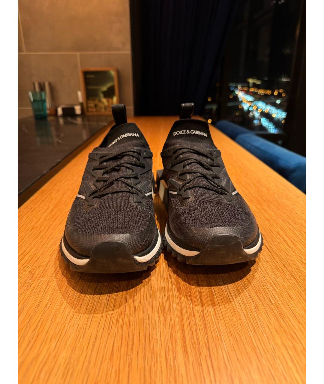 DOLCE&GABBANA Черные текстильные низкие кроссовки / кеды, фото 2