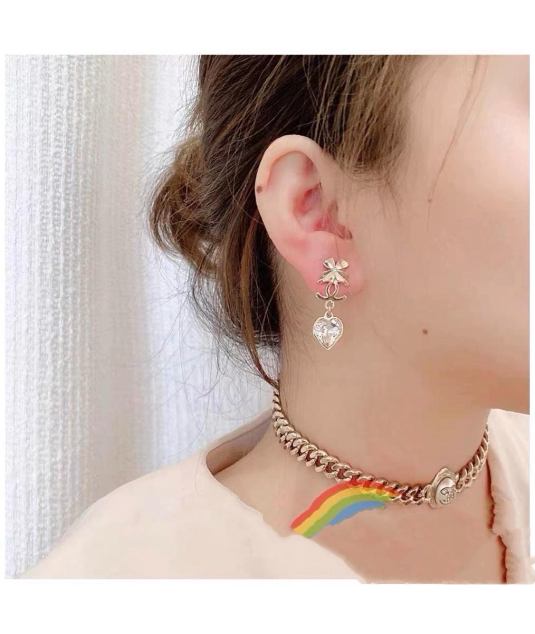 CHANEL Золотые металлические серьги, фото 6